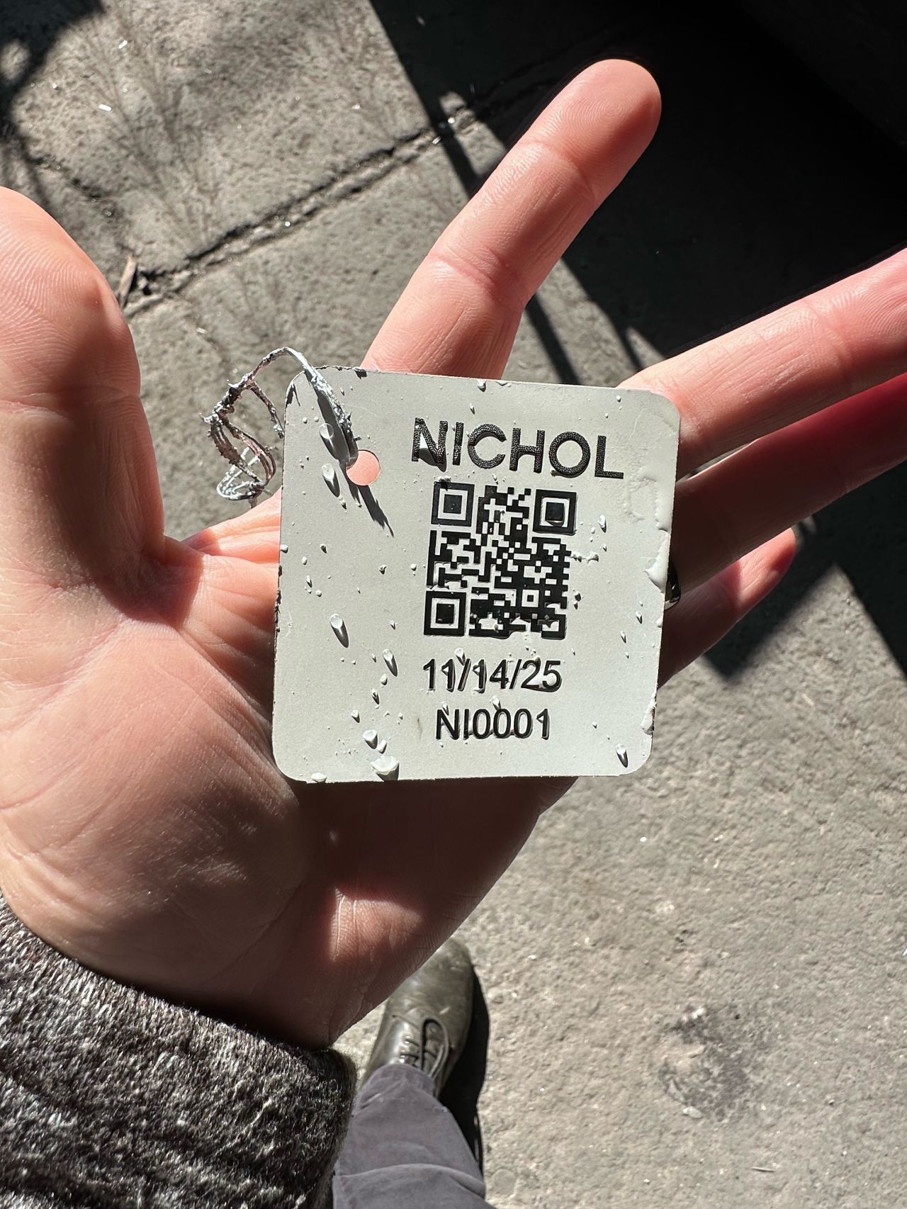 Custom Laser Engraved Galvanized Steel Tags with QR Code for Galvanizing - 3" x 3"
