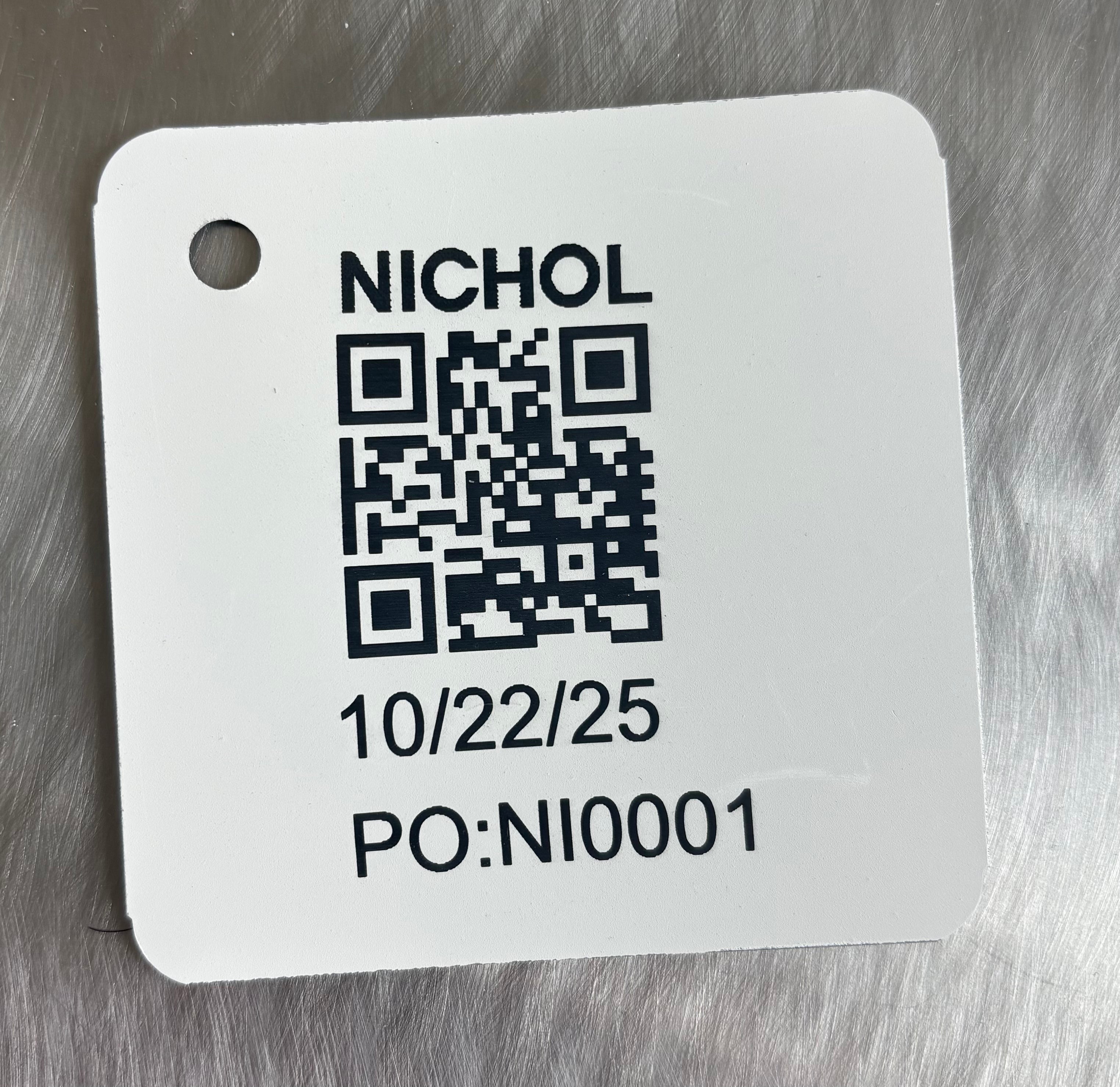 Custom Laser Engraved Galvanized Steel Tags with QR Code for Galvanizing - 3" x 3"