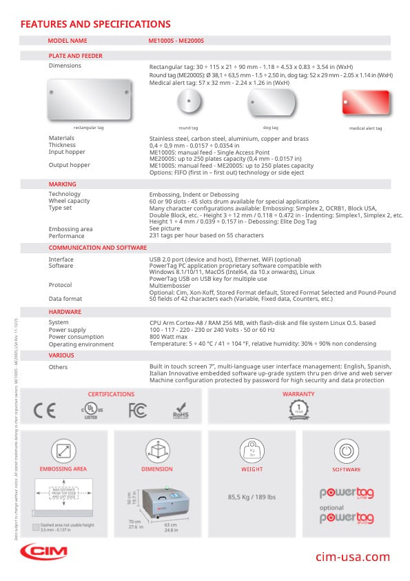 CIM ME2000S Embossing Machine